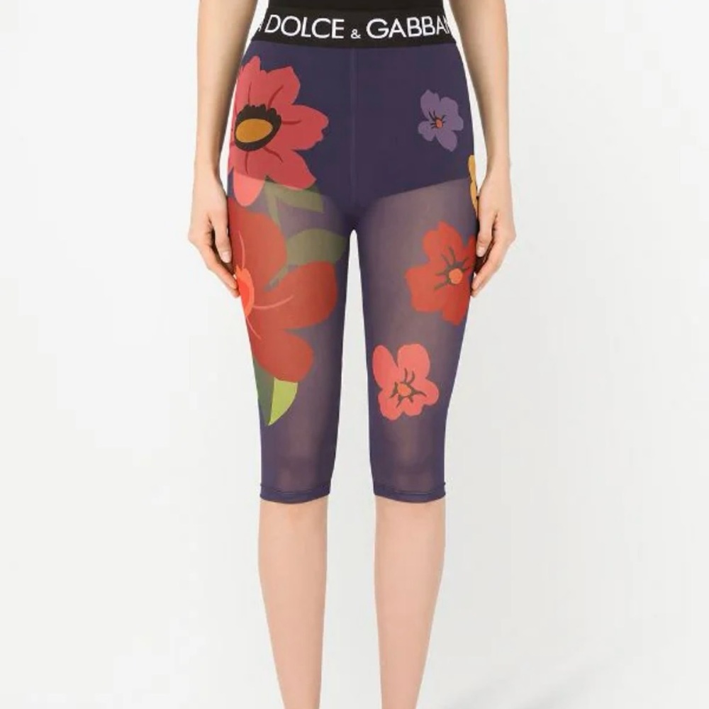 Dolce & Gabbana Floral Biker Mesh Short